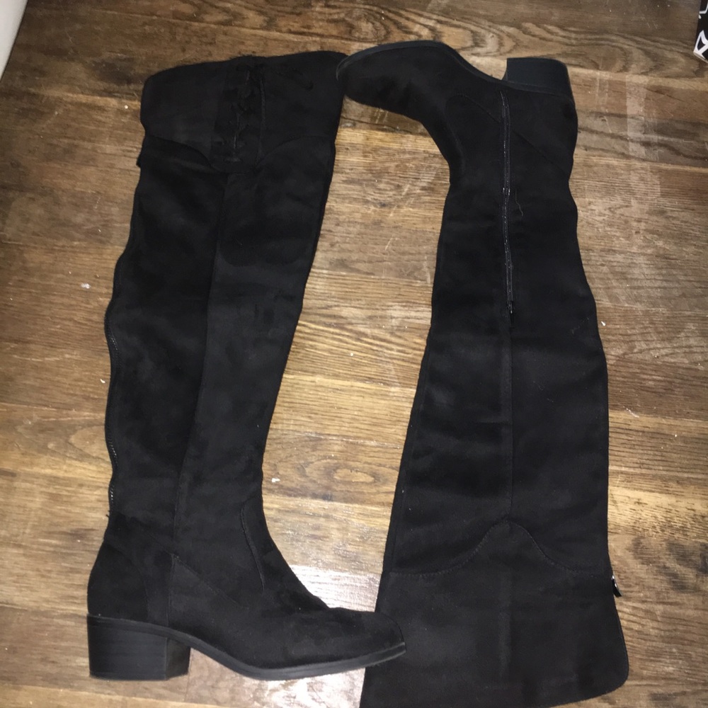 Black over the knee suede boots